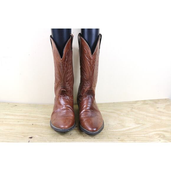 Laredo Boots Mens 9.5EE Brown Leather Performance Cowboy Boots Western Pull On main image 8